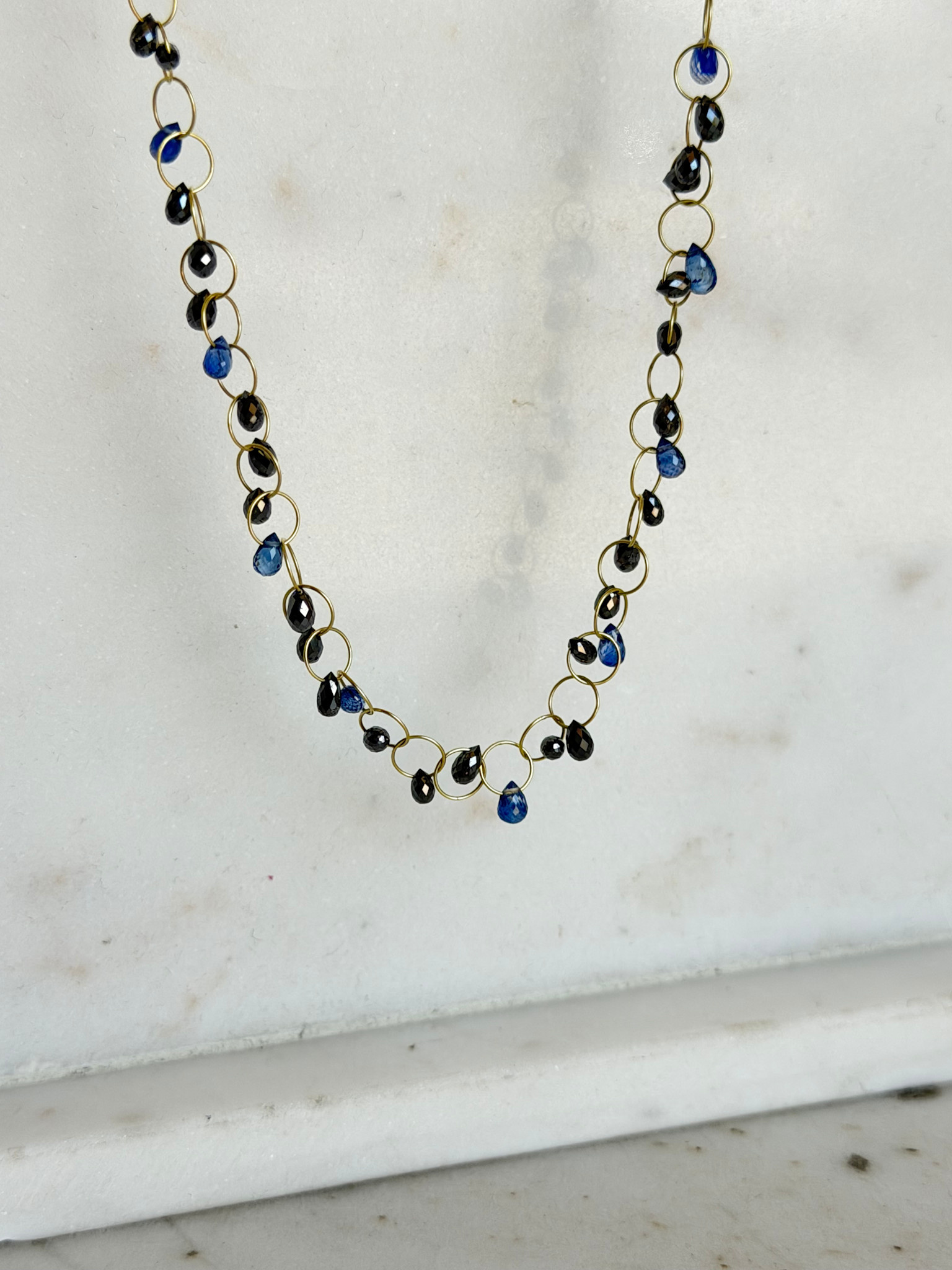 MALLARY MARKS Circus Briolette Necklace - Black Diamond & Navy Blue Sapphire Briolettes