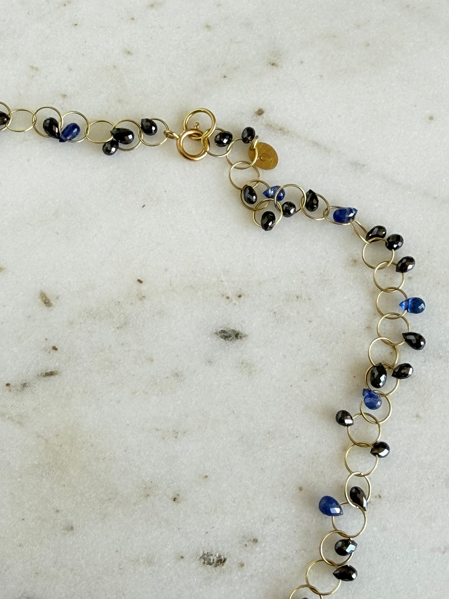 MALLARY MARKS Circus Briolette Necklace - Black Diamond & Navy Blue Sapphire Briolettes