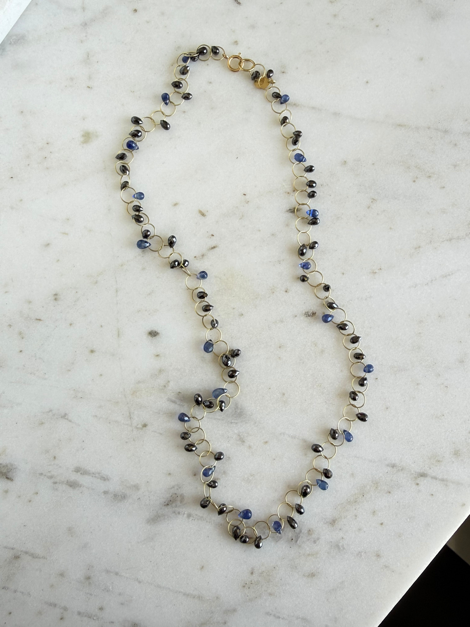 MALLARY MARKS Circus Briolette Necklace - Black Diamond & Navy Blue Sapphire Briolettes