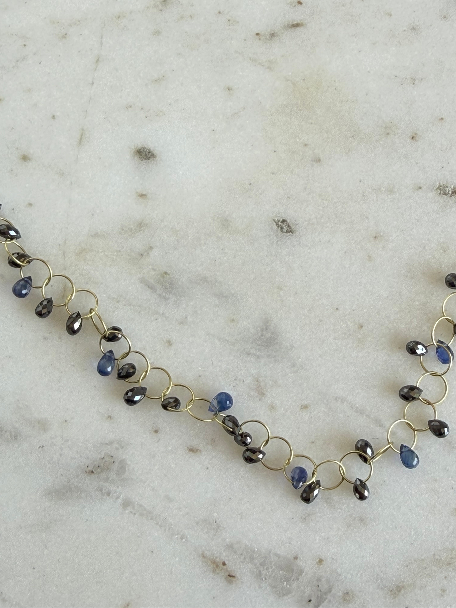 MALLARY MARKS Circus Briolette Necklace - Black Diamond & Navy Blue Sapphire Briolettes