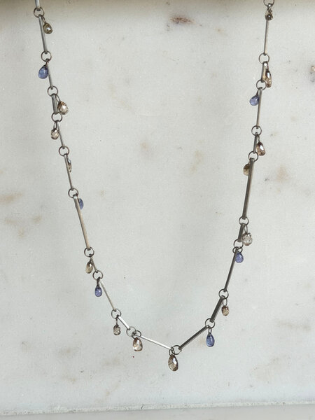 MALLARY MARKS Dewdrop Necklace - Platinum Brown Diamond & Tanzanite