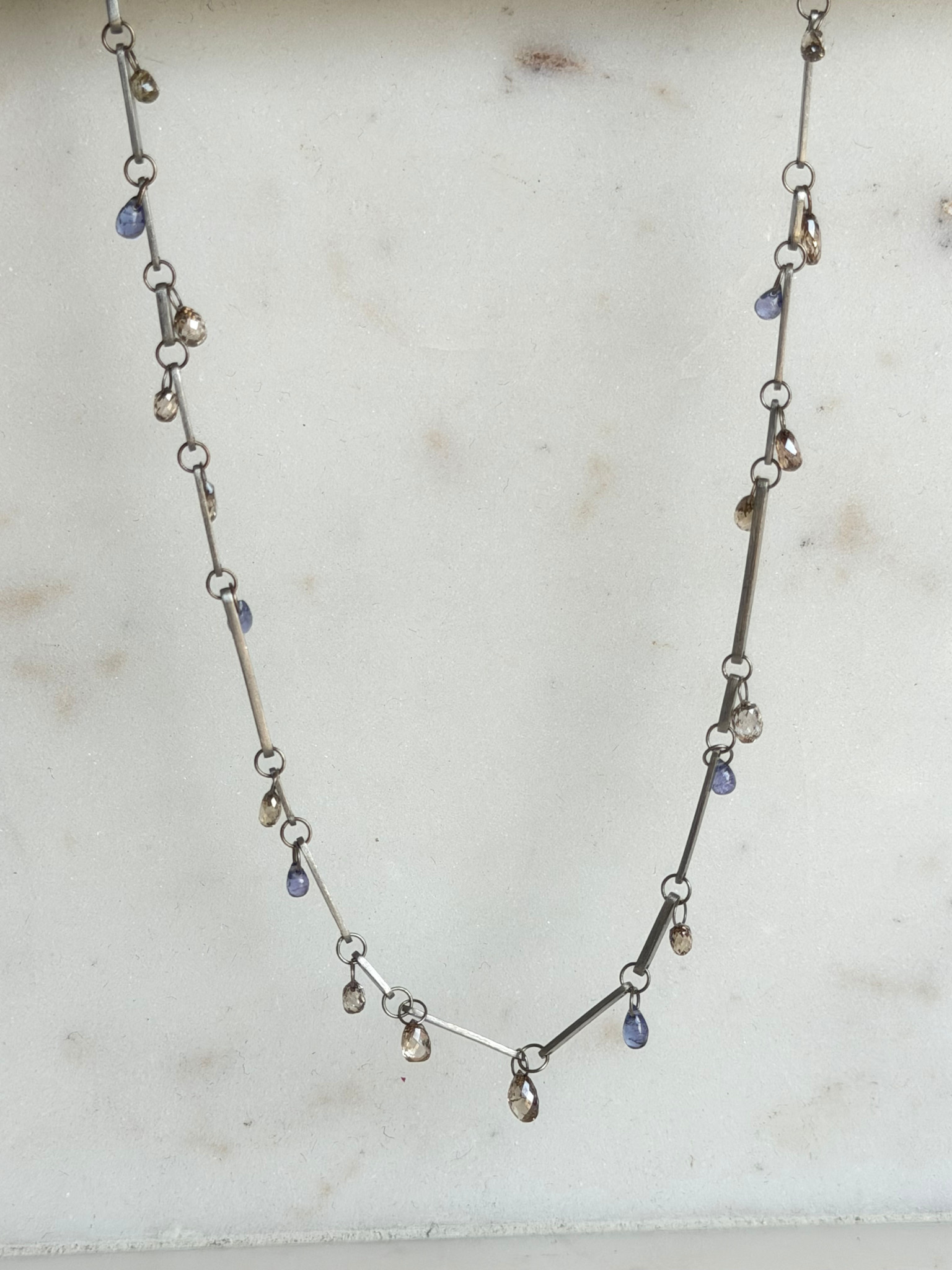 MALLARY MARKS Consignment - Dewdrop Necklace - Platinum Brown Diamond & Tanzanite