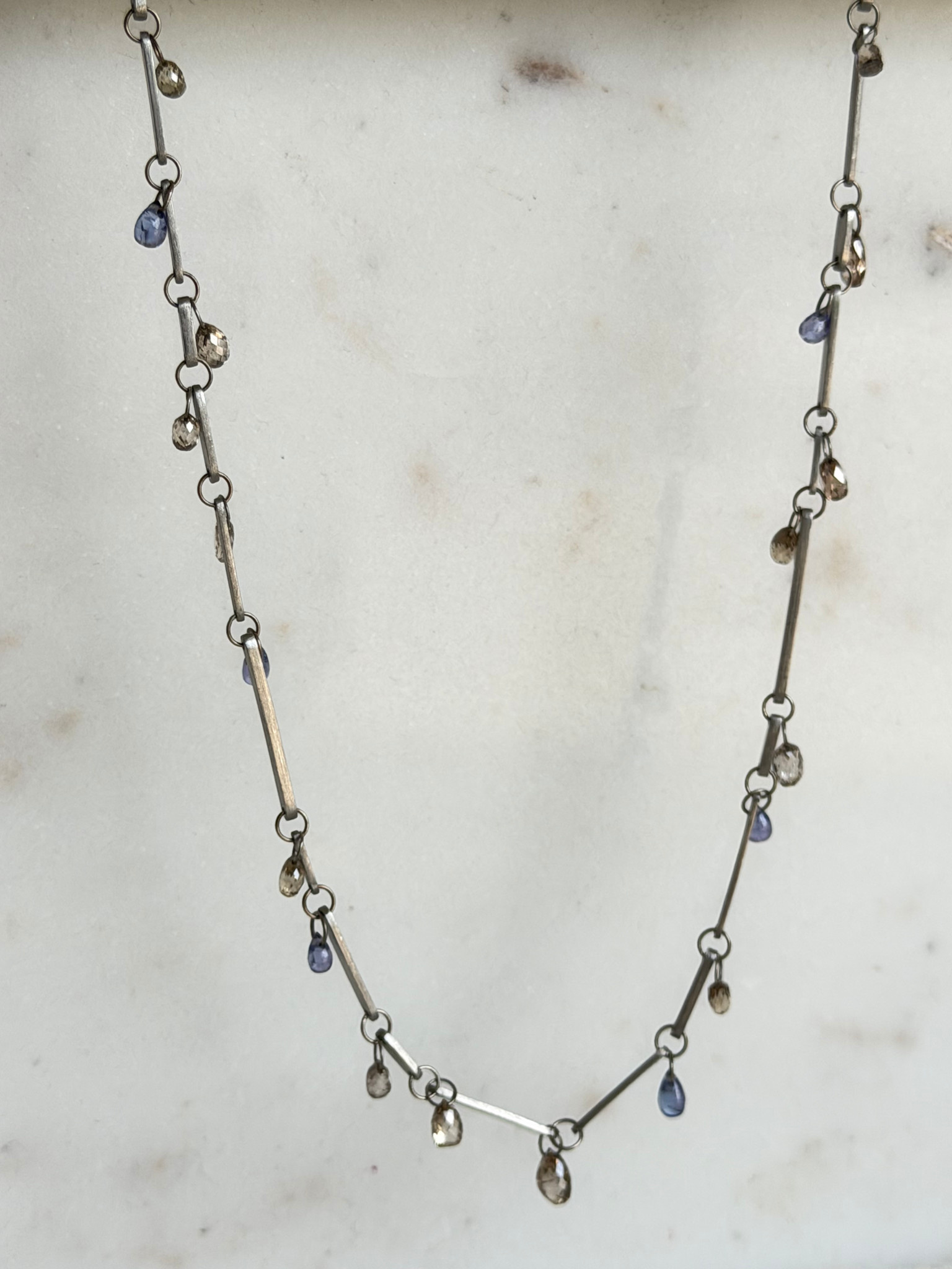 MALLARY MARKS Consignment - Dewdrop Necklace - Platinum Brown Diamond & Tanzanite