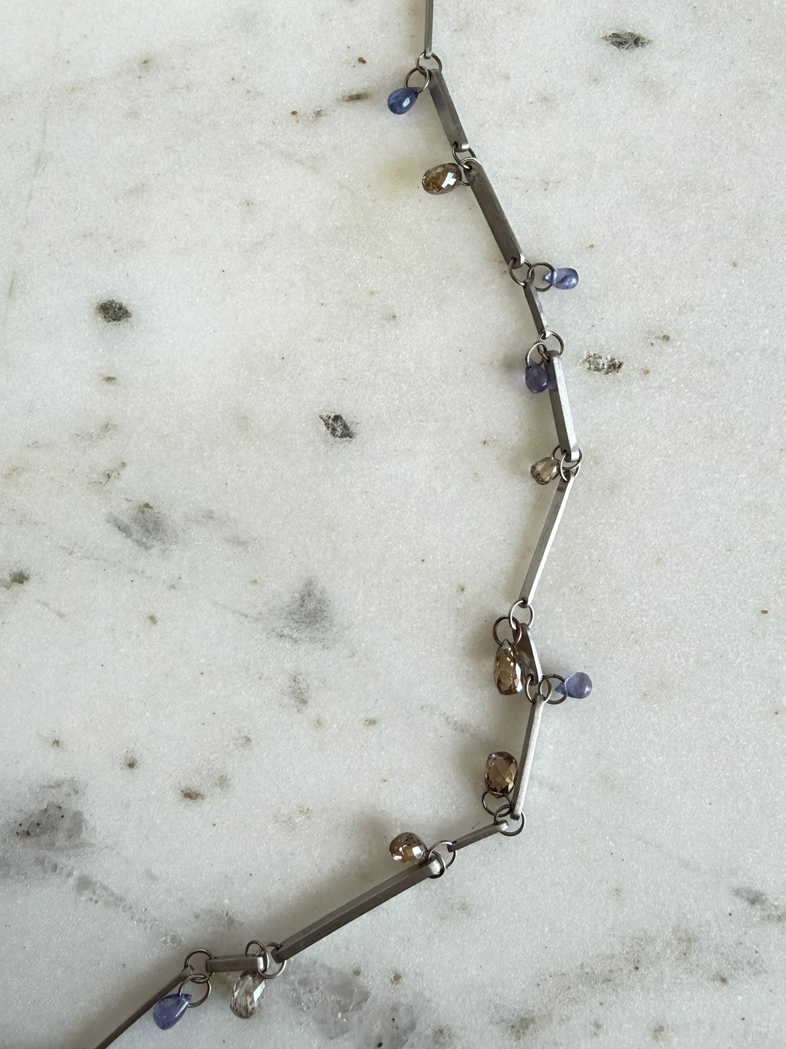MALLARY MARKS Consignment - Dewdrop Necklace - Platinum Brown Diamond & Tanzanite