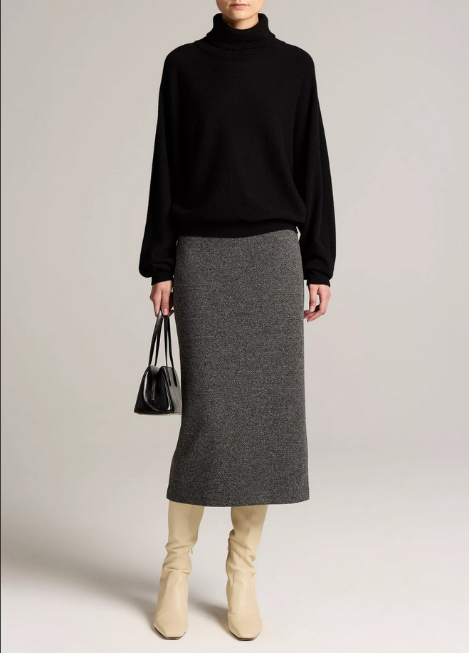 VINCE Houndstooth Italian Cotton-Blend Skirt