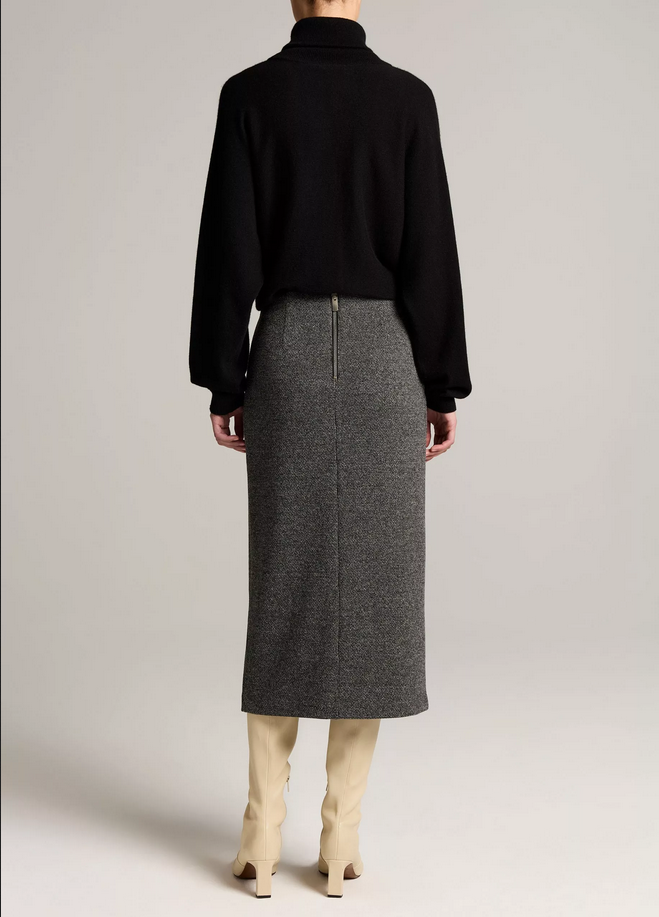 VINCE Houndstooth Italian Cotton-Blend Skirt