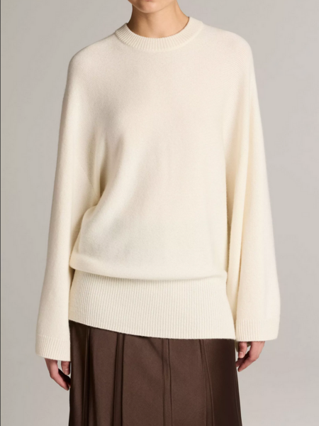 VINCE Wool-Cashmere Wide-Sleeve Crew Neck Sweater