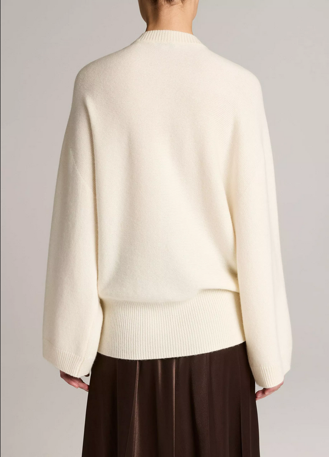 VINCE Wool-Cashmere Wide-Sleeve Crew Neck Sweater