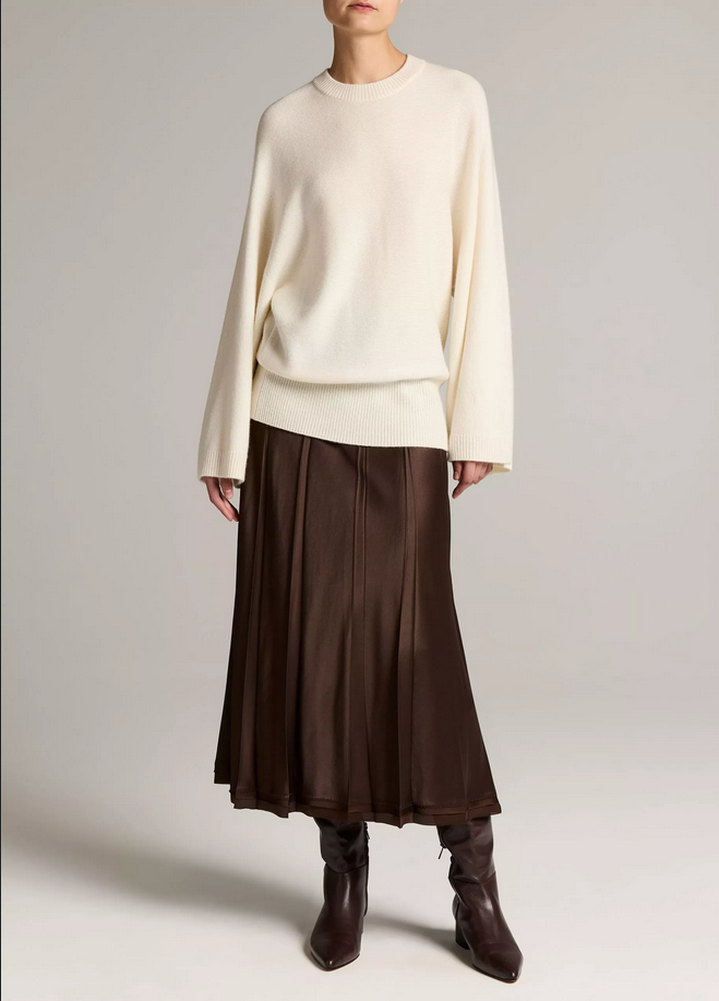 VINCE Wool-Cashmere Wide-Sleeve Crew Neck Sweater