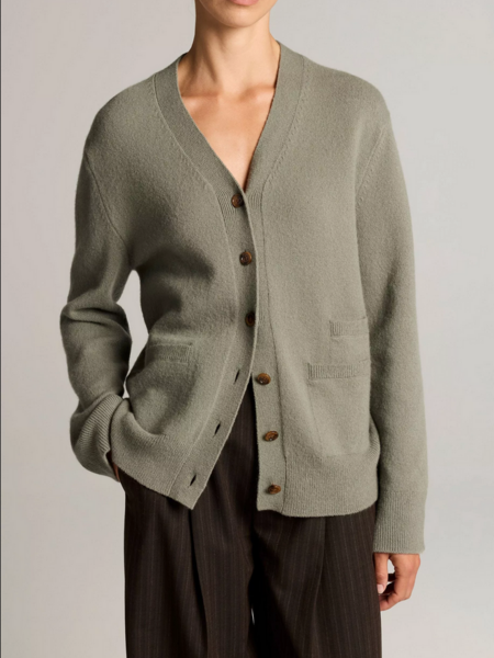 VINCE Wool & Cashmere-Blend Relaxed V-Neck Cardigan