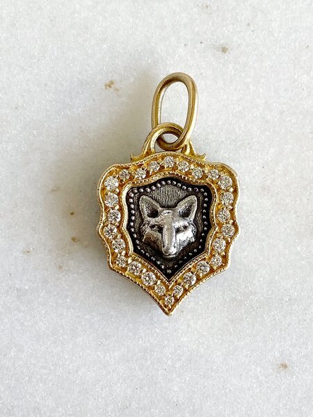 ERICA MOLINARI 18K Two-tone Baby Diamond Frame Fox Charm
