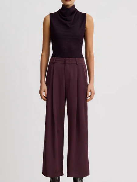 SMYTHE Cropped Pleated Trouser - Mocha