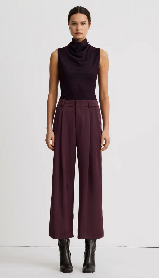 SMYTHE Cropped Pleated Trouser - Mocha