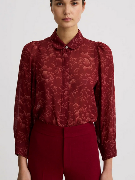 SMYTHE Peter Pan Collar Blouse - Garnet Floral