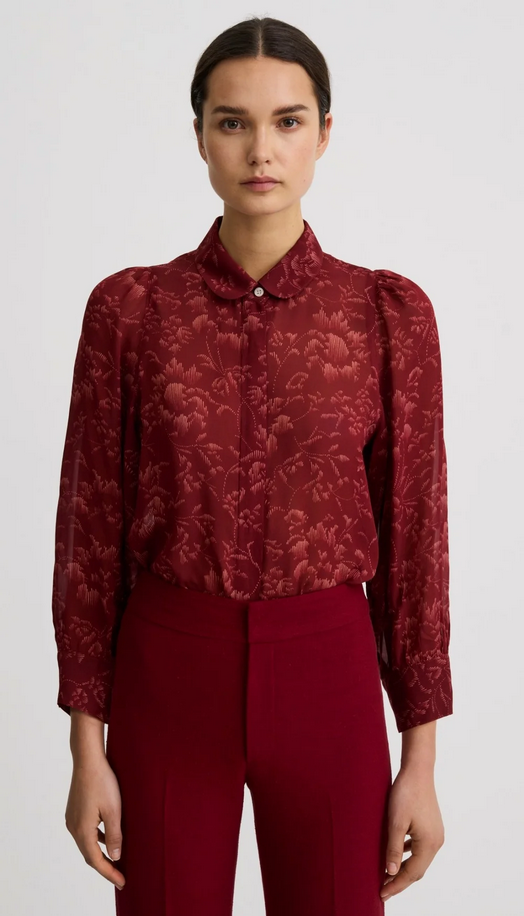 SMYTHE Peter Pan Collar Blouse - Garnet Floral