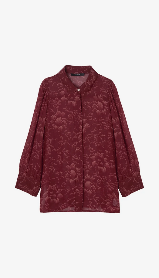 SMYTHE Peter Pan Collar Blouse - Garnet Floral