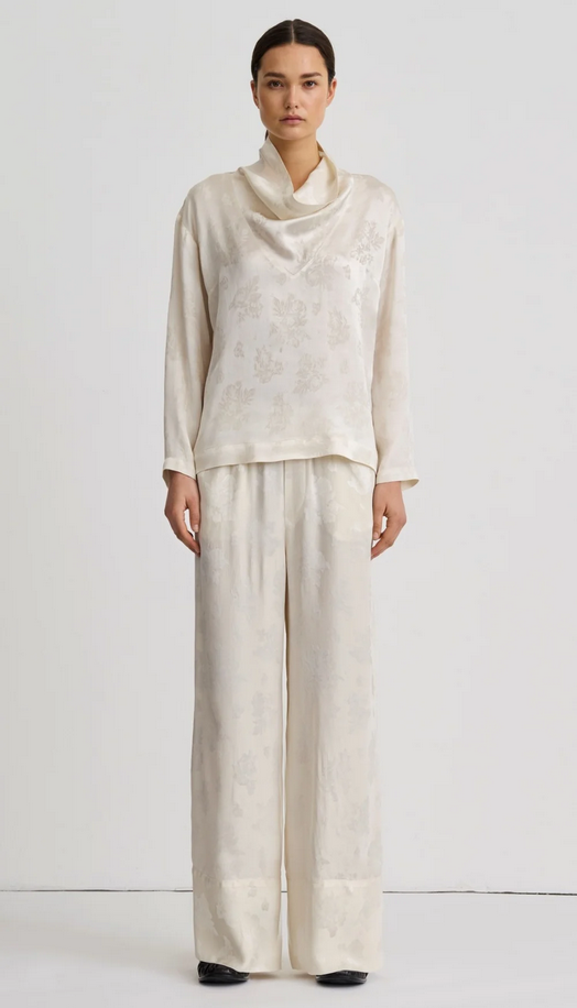 SMYTHE Pull On Fluid Pant -  Ivory Damask