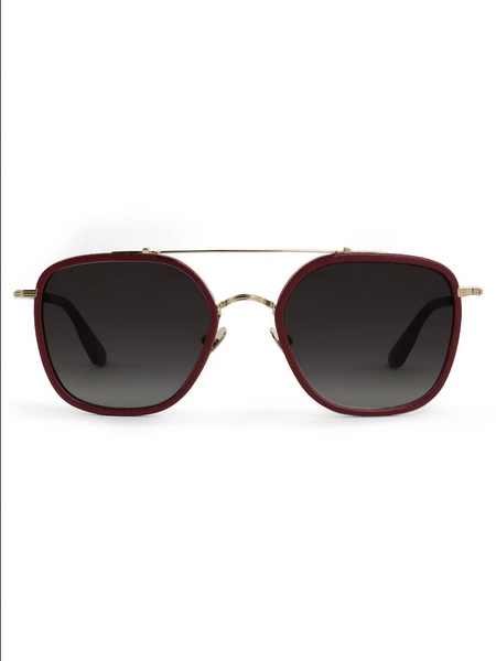 KREWE Austin - 12K Titanium + Burgandy Leather