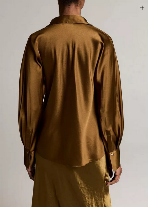 VINCE Silk Bias Long-Sleeve Blouse