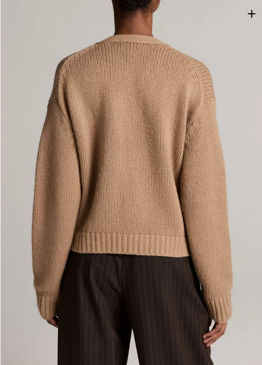 VINCE Wool-Cashmere Boxy V-Neck Cardigan