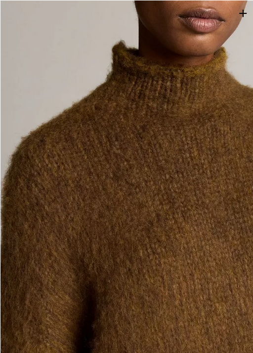 VINCE Brushed Wool-Cotton Oversized Mock Neck Sweater