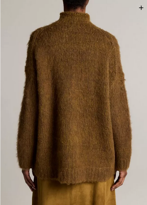VINCE Brushed Wool-Cotton Oversized Mock Neck Sweater
