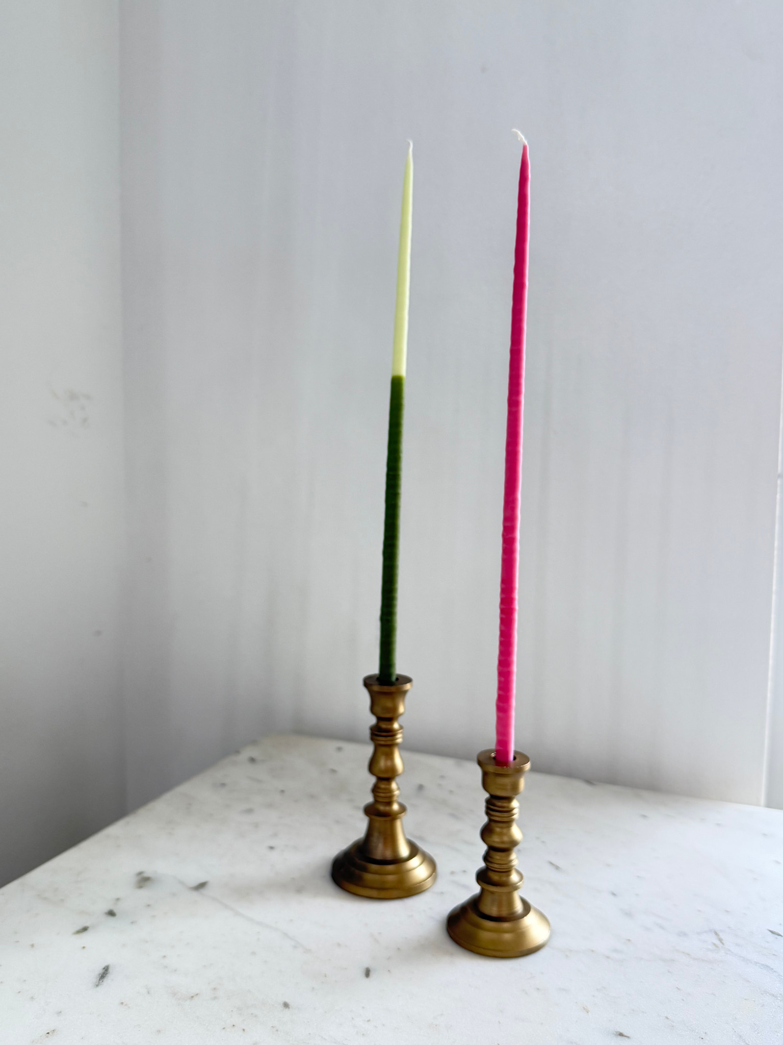 BRITISH COLOUR STANDARD Small Thin Taper Candlesticks - Brass