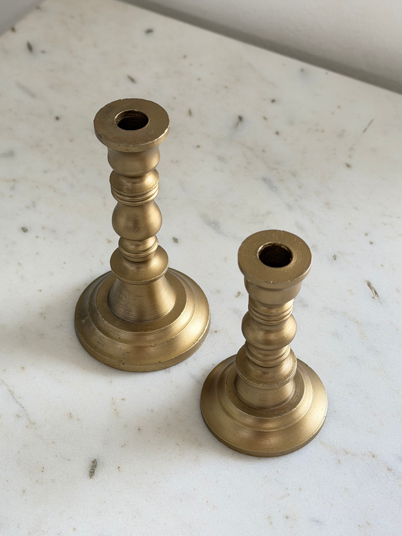 BRITISH COLOUR STANDARD Small Thin Taper Candlesticks - Brass