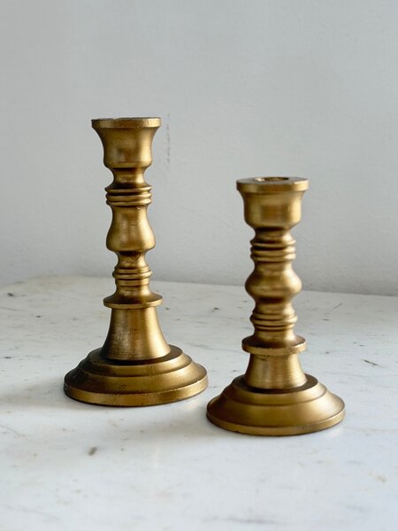 BRITISH COLOUR STANDARD Medium Thin Taper Candlesticks - Brass