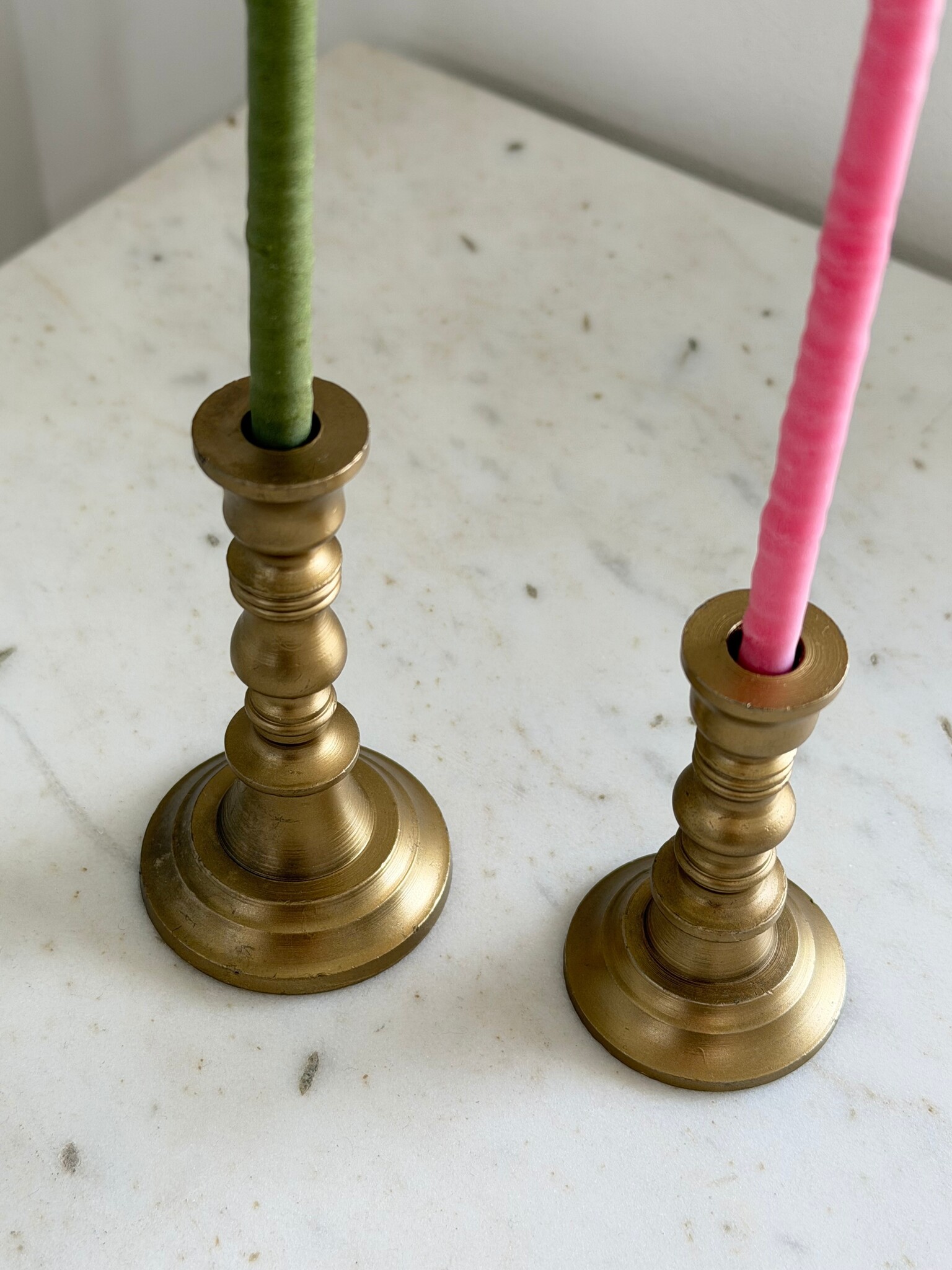 BRITISH COLOUR STANDARD Medium Thin Taper Candlesticks - Brass