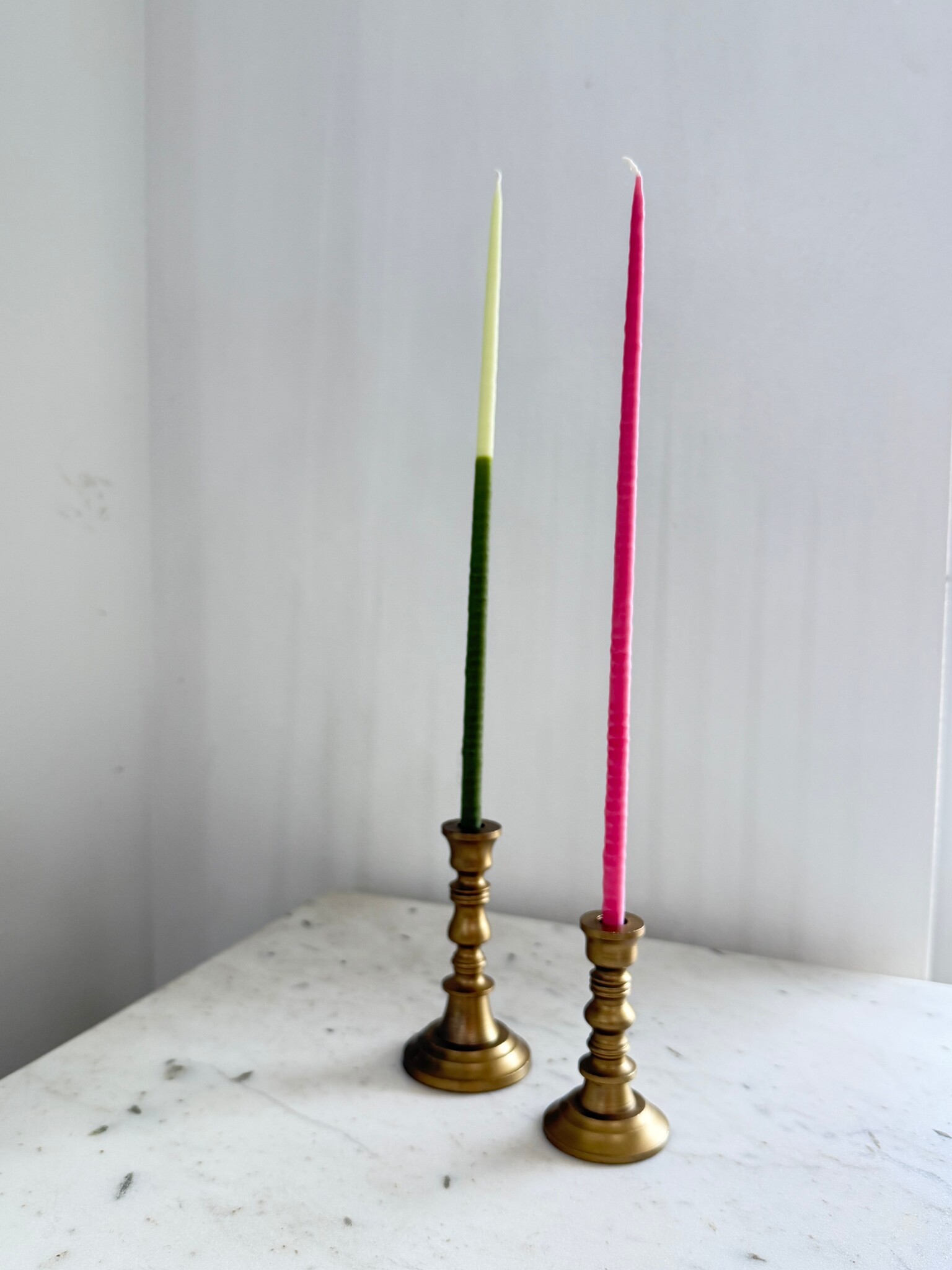 BRITISH COLOUR STANDARD Medium Thin Taper Candlesticks - Brass