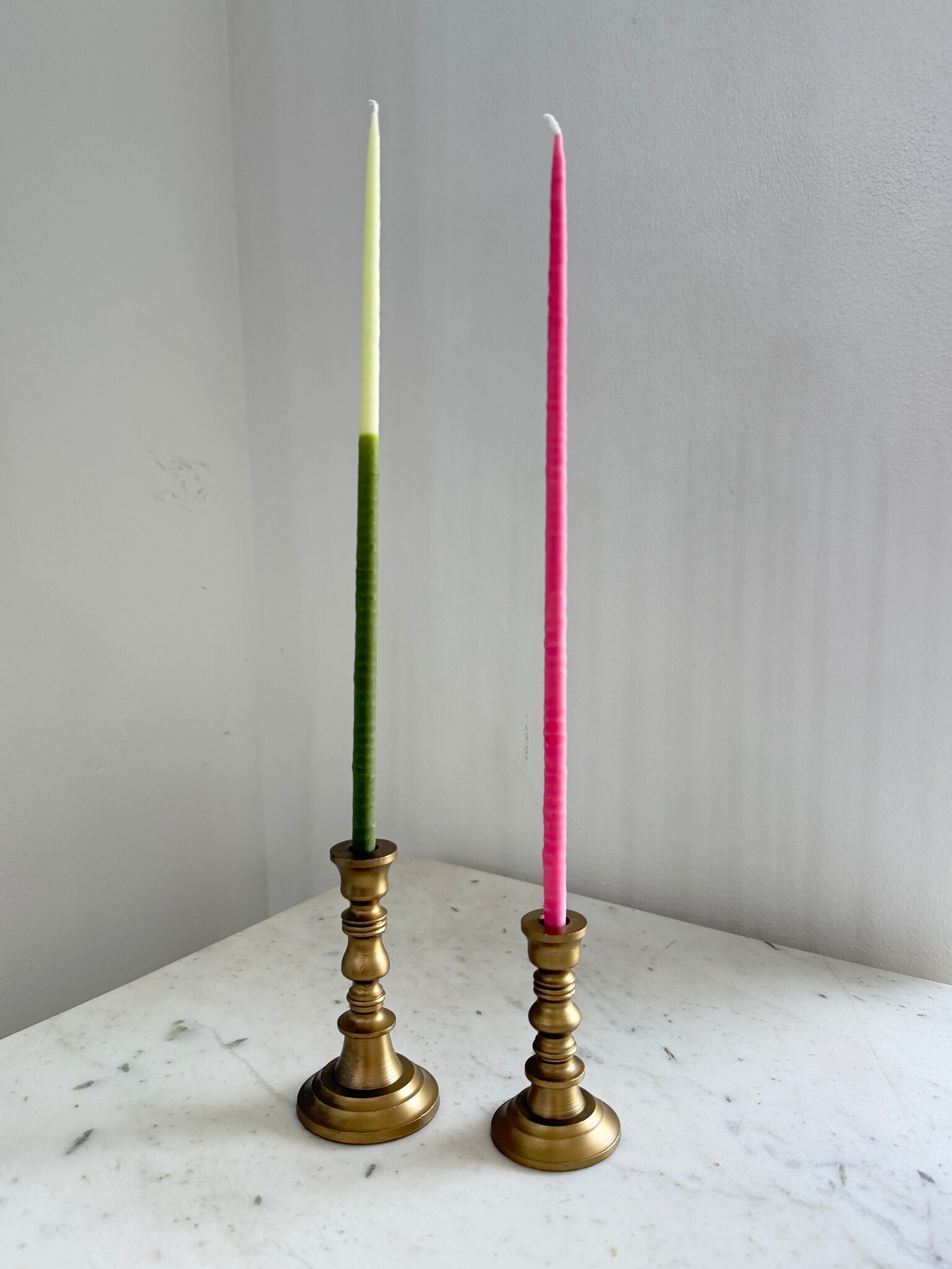 BRITISH COLOUR STANDARD Medium Thin Taper Candlesticks - Brass