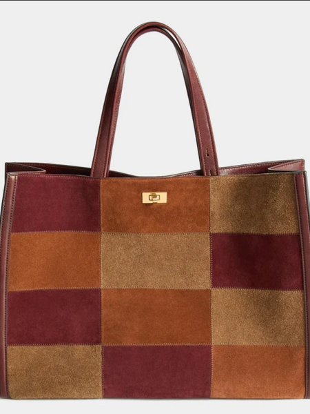 ANYA HINDMARCH Mortimer Patchwork Suede Tote - Terrier Brown