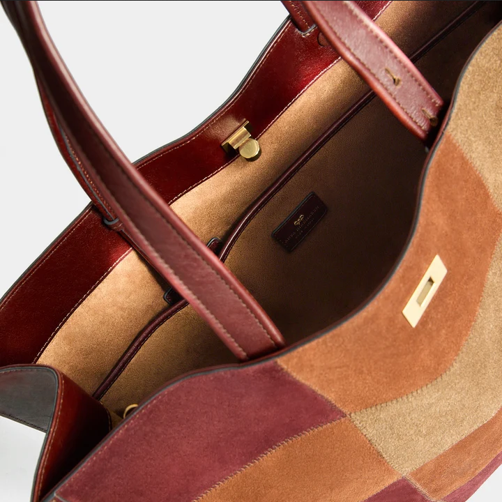 ANYA HINDMARCH Mortimer Patchwork Suede Tote - Terrier Brown