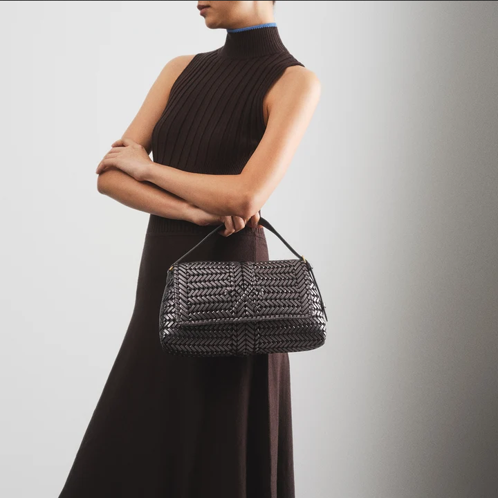 ANYA HINDMARCH Neeson Shoulder Bag - Metallic Anthracite Grey