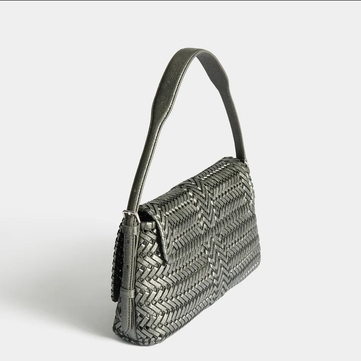 ANYA HINDMARCH Neeson Shoulder Bag - Metallic Anthracite Grey