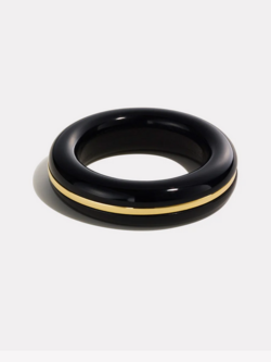 BY PARIAH Black Onyx Essential Stacking Ring -