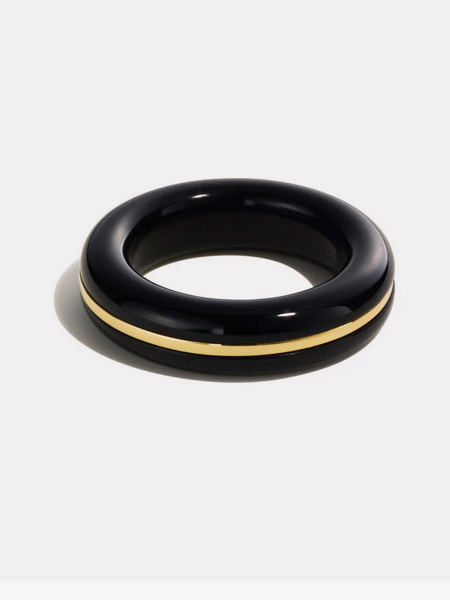 BY PARIAH Black Onyx Essential Stacking Ring -