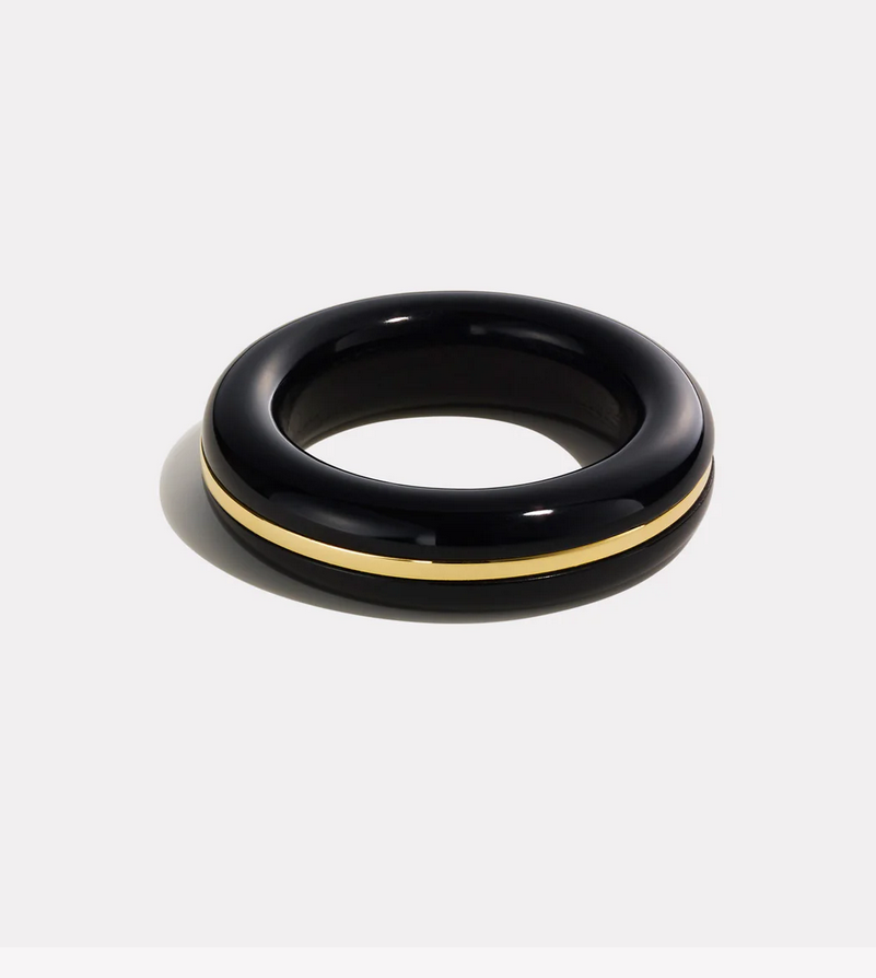 BY PARIAH Black Onyx Essential Stacking Ring -
