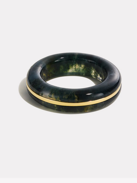 BY PARIAH Moss Agate Essential Stacking Ring -