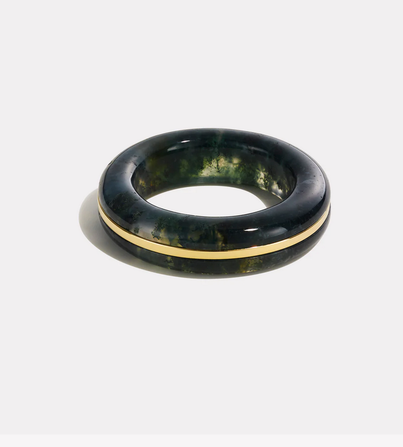 BY PARIAH Moss Agate Essential Stacking Ring -