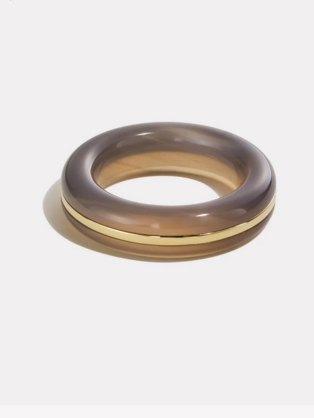 BY PARIAH Grey Agate Essential Stacking Ring -