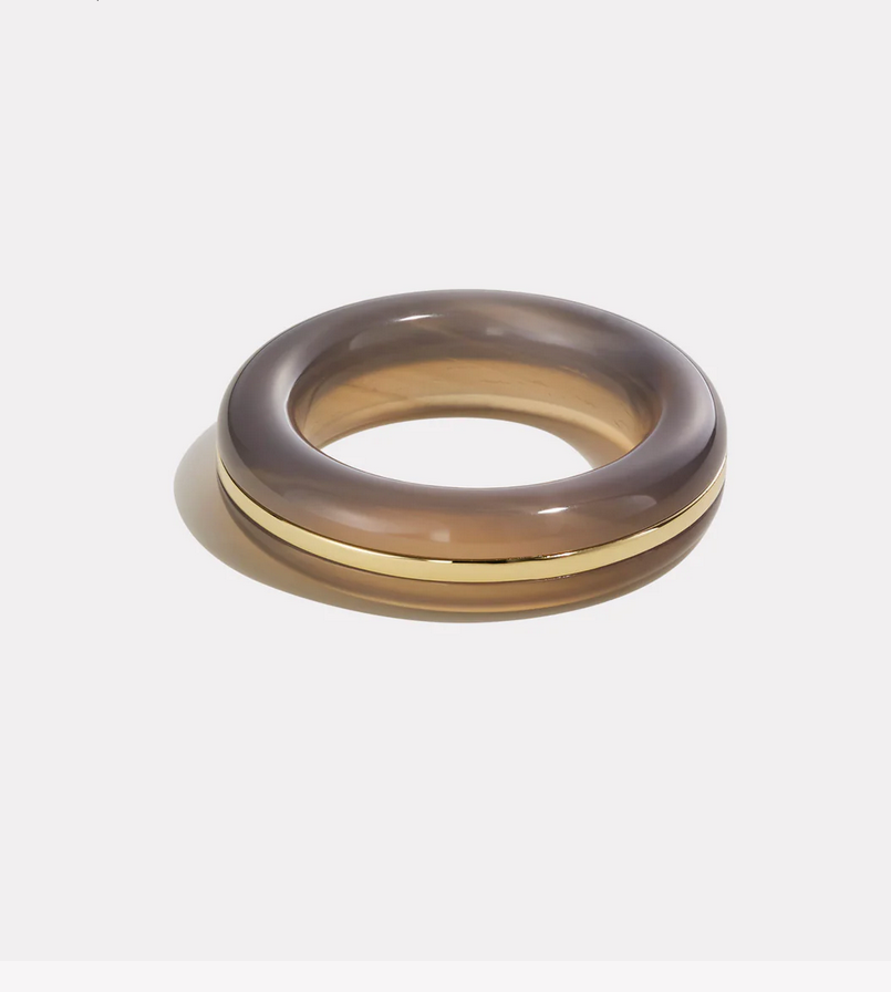 BY PARIAH Grey Agate Essential Stacking Ring -