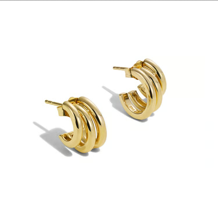 BY PARIAH Classic Gold Stack Huggie Earrings
