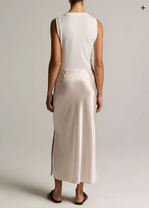 VINCE Satin Side Slit Slip Skirt
