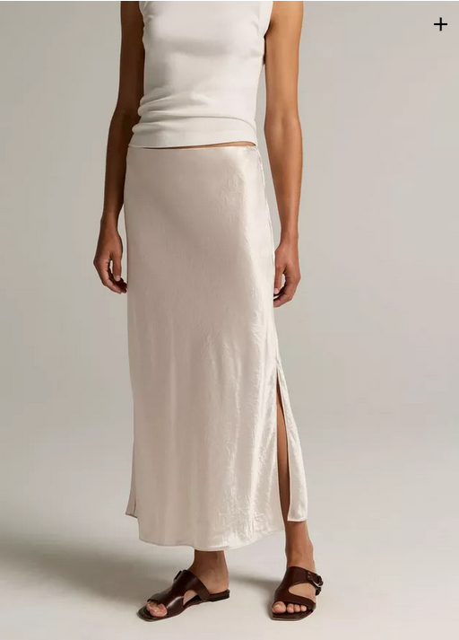 VINCE Satin Side Slit Slip Skirt