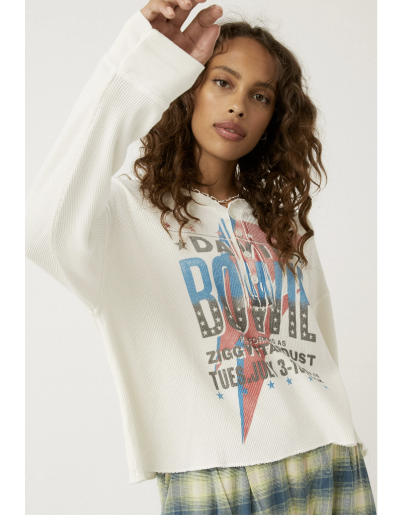 Daydreamer LA David Bowie Cropped Thermal Henley