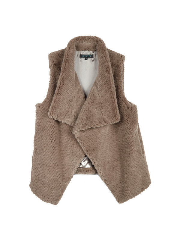 Jocelyn Perforated Waterfall Faux Fur Vest