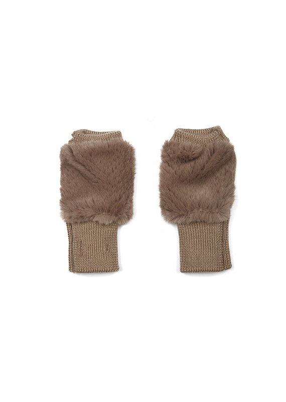 Jocelyn Perforated Faux Fur Knit Mittens