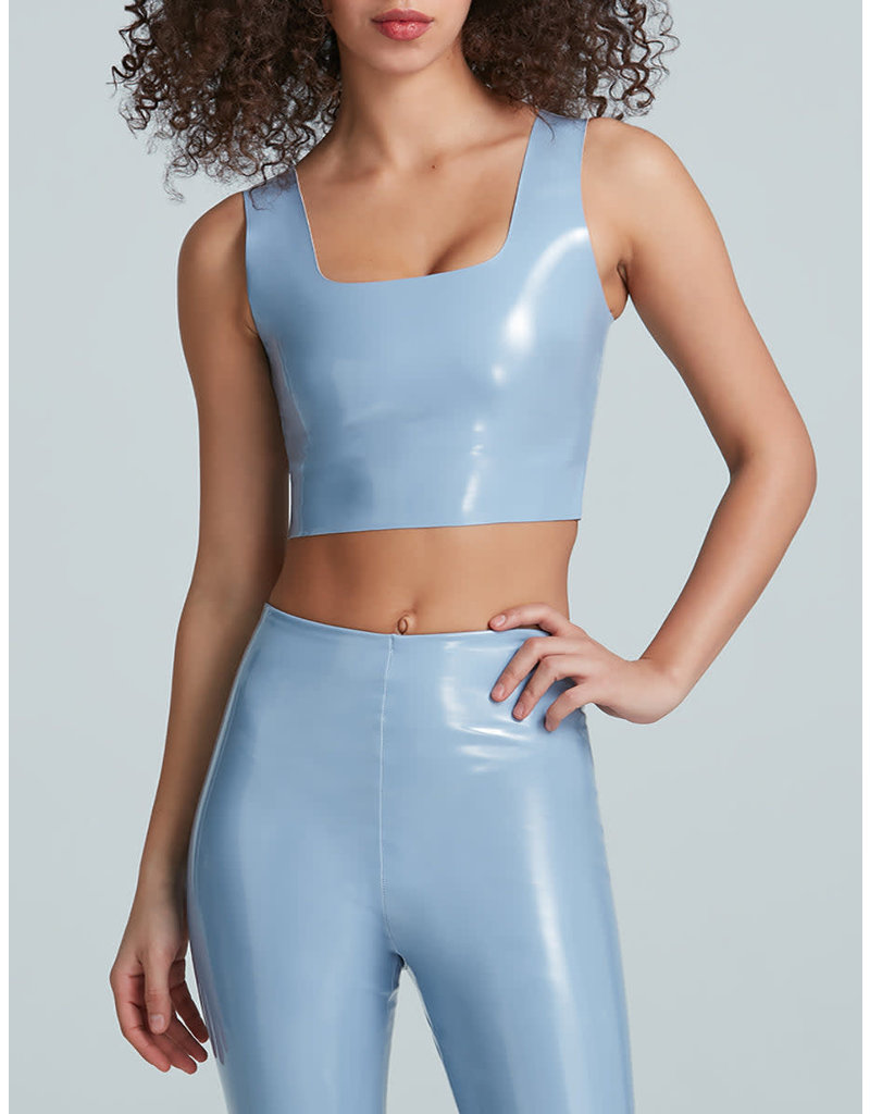 Commando Patent Faux Leather Crop Top In Blue